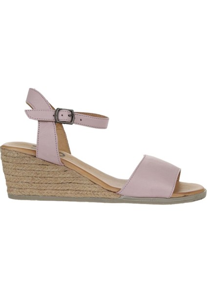 Bueno Shoes Pembe Deri Kadın Dolgu Topuklu Espadril Sandalet 01WS11101