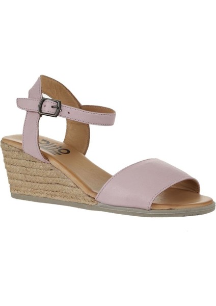 Bueno Shoes Pembe Deri Kadın Dolgu Topuklu Espadril Sandalet 01WS11101