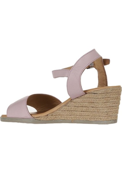 Bueno Shoes Pembe Deri Kadın Dolgu Topuklu Espadril Sandalet 01WS11101