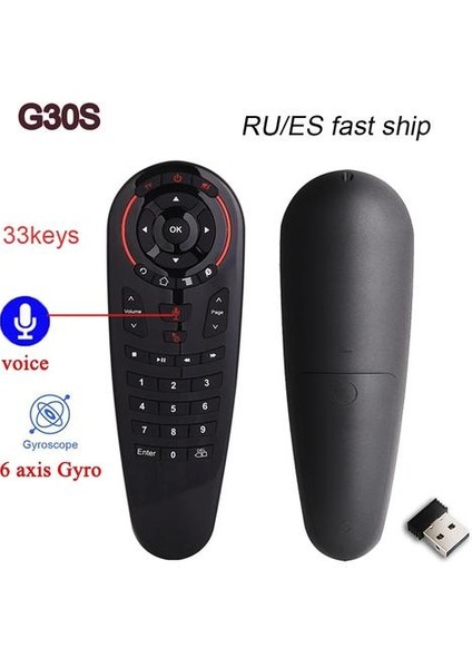 G30 Hava Fare Ses Kontrol Uzaktan 2.4g Kablosuz 33 Tuşlar Ir Öğrenme Gyro Algılama Akıllı Uzaktan Android Tv Kutusu X96 Mini H96LAR (Yurt Dışından)