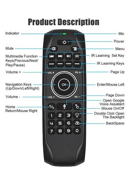 G7V Arkadan Aydınlatmalı Sesli Rus Mini Klavye Gyroskope Ir Öğrenme 2.4g Kablosuz Uzaktan G7V Pro Android Tv Kutusu Için Pro Hava Fare Vs Mx3 (Yurt Dışından)