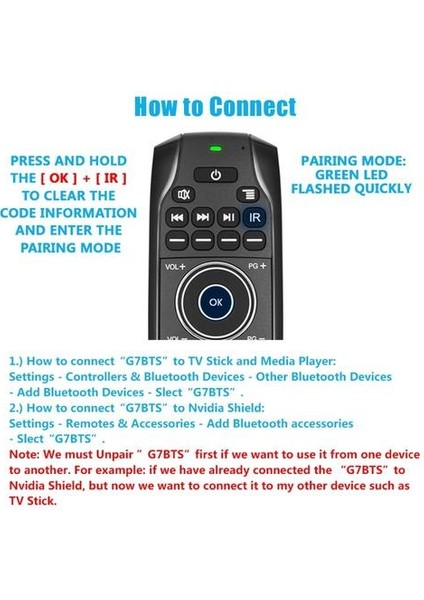 G7BTS Bluetooth 5.0 Kablosuz Hava Fare Gyroskope Uzaktan Kumanda Klavye G7 Xiaomi Akıllı Tv Mıbox Fire Stick Android Tv Kutusu Için (Yurt Dışından)