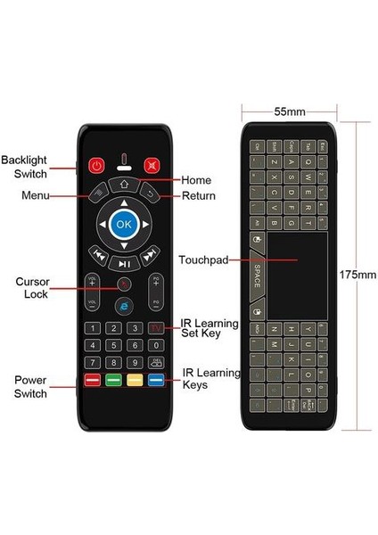 Arka Işıklar Touch Pad Oyun Mini Klavye Hava Fare Için Ses Uzaktan Gyro Kapsam 2.4g Ir Tv Kutusu Için LED Işık Smart Tv (Yurt Dışından)