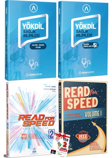 2023 Akın Dil Yökdil Sağlık Özgün Sorular + Kelime Okuma Kitabı + Read For Speed 2 + Read For Speed1 + 2 Yds