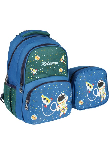 Lacivert Astronot Ilkokul Çantası Beslenme Çantalı 1340-5