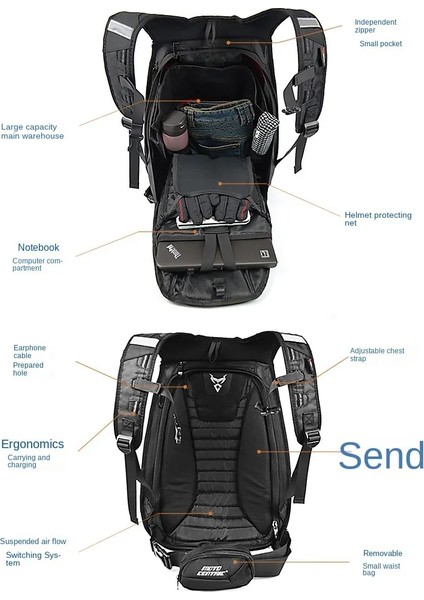 Motocentric Motosiklet Sırt Çantası (Yurt Dışından)