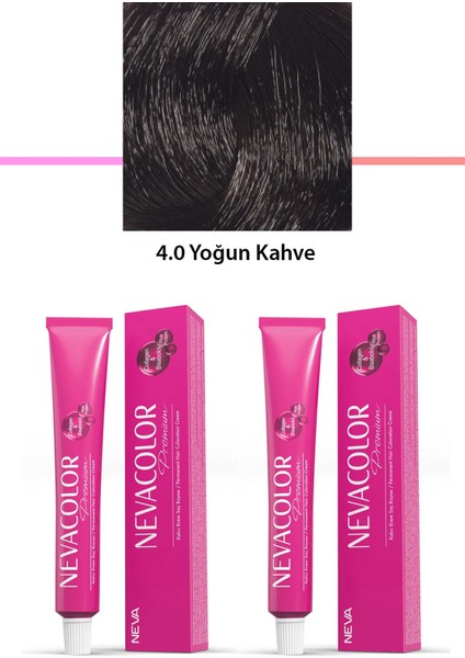 2 Li Set Premium 4.0 Yoğun Kahve - Kalıcı Krem Saç Boyası 2 x 50 G Tüp