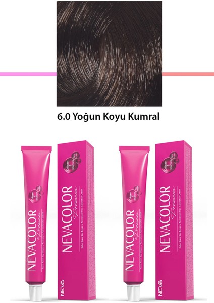 2 Li Set Premium 6.0 Yoğun Koyu Kumral - Kalıcı Krem Saç Boyası 2 x 50 G Tüp