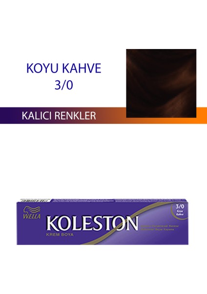 Wella Koleston Single Tüp Boya Saç Boyası Koyu Kahve 3/0