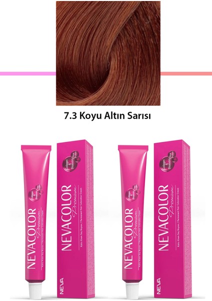 2 Li Set Premium 7.3 Koyu Altın Sarısı - Kalıcı Krem Saç Boyası 2 X 50 G Tüp