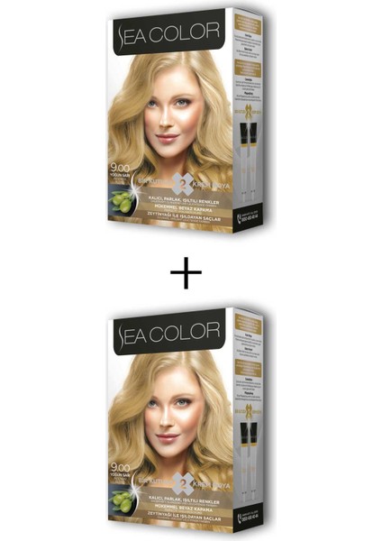 Sea Color 2x2 Tüp Krem Saç Boyası Seti Yoğun Sarı No:9.00