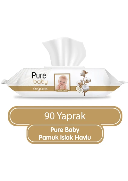 Pure Baby Organik Pamuklu Islak Havlu 90 Yaprak