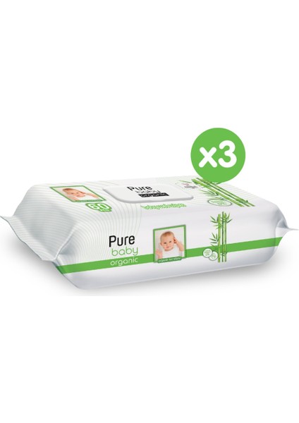 Pure Baby Organik Bambu Özlü Islak Havlu 3×60 (180 Yaprak)