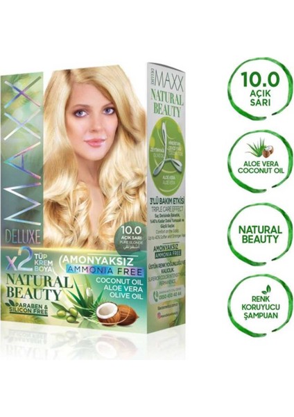 2 Paket Natural Beauty Amonyaksız Saç Boyası 10.0 Açık Sarı