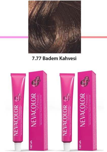 2 Li Set Premium 7.77 Badem Kahvesi - Kalıcı Krem Saç Boyası 2 X 50 G Tüp