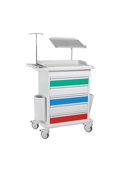 Acil Pansuman Arabası 5 Çekmeceli Monitör Sehpalı Askılıklı