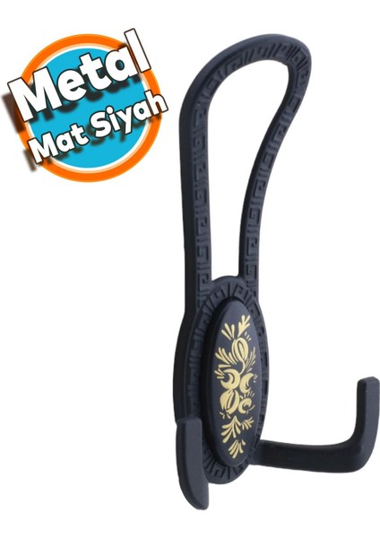 Mobilya Portmanto Vestiyer Duvar Banyo Askısı Metal Dolap Elbise Askılığı Mat Siyah Desenli