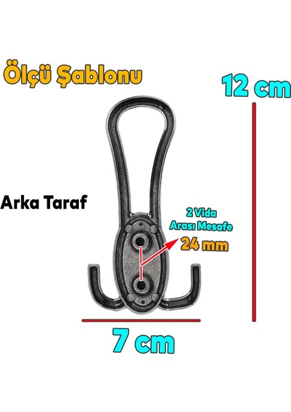 Mobilya Portmanto Vestiyer Duvar Banyo Askısı Metal Dolap Elbise Askılığı Mat Siyah Desenli