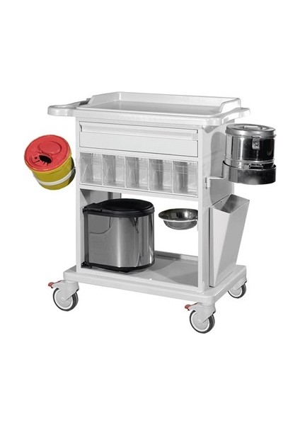 Acil Ilaç ve Pansuman Arabası Tromel Çöp Kovası Atık Kovası