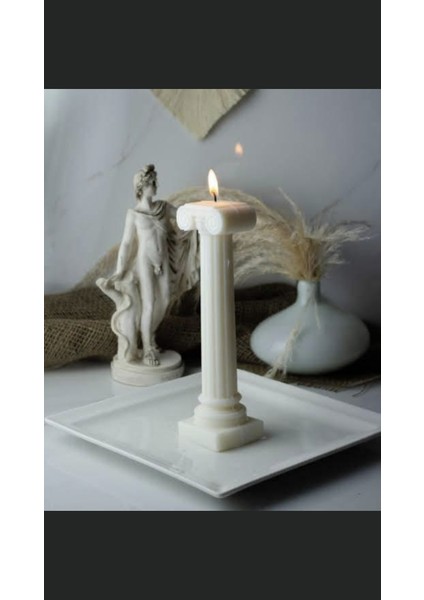 Beyaz Renk Sütun Mum - Kokulu - 21CM -