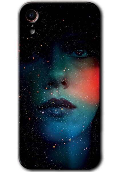iPhone Xr Kılıf Hd Desen Baskılı Arka Kapak + Temperli Cam - Karanlık Kadın