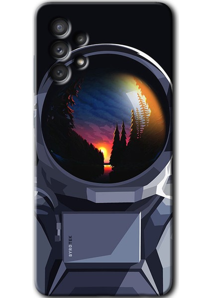 Samsung Galaxy A13 Kılıf Hd Desen Baskılı Arka Kapak + Temperli Cam - Astronot