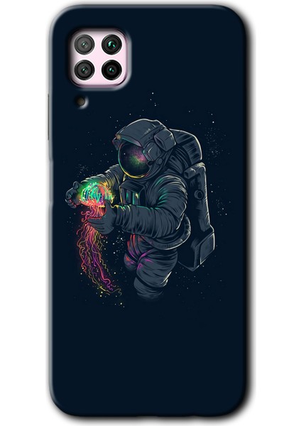 Huawei P40 Lite Kılıf Hd Desen Baskılı Arka Kapak + Temperli Cam - Astronot Kıyafeti