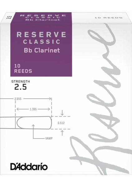 Dct Reserve Classic Bb Clarinet Reeds 2.5 Bb Klarnet Kamışı