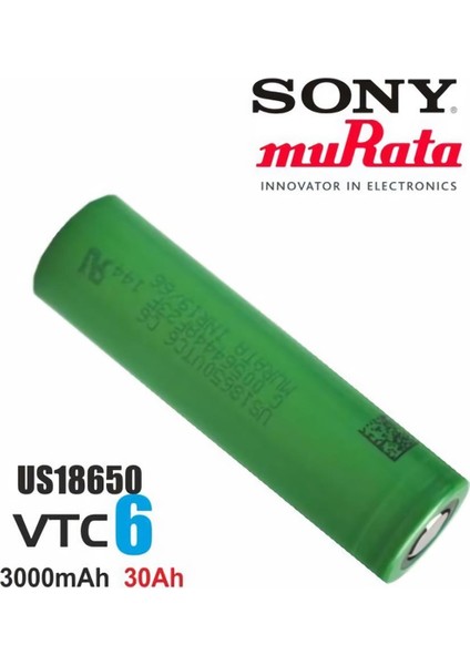 Sony Vtc6 18650 3.7V 3000 Mah Li-Ion Şarjlı Pil 5'li