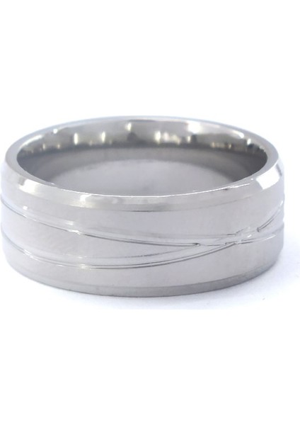 316L Çelik Çapraz Çizgili Lazerli Unisex Alyans Yüzük YZK-298 fırsatları