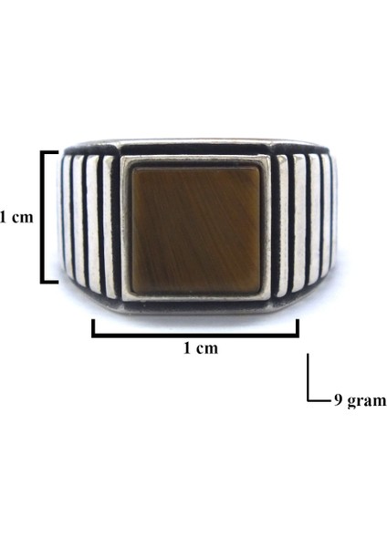 Kare Akik Taşlı 925 Ayar 9 gr Gümüş Erkek Yüzük GEY-112 fiyatları
