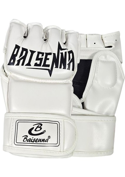 Mma Eldivenler Yarım Parmak Açık Palmiye Kadın Erkekler Profesyonel Kick Boks Eldivenleri Beyaz (Yurt Dışından)
