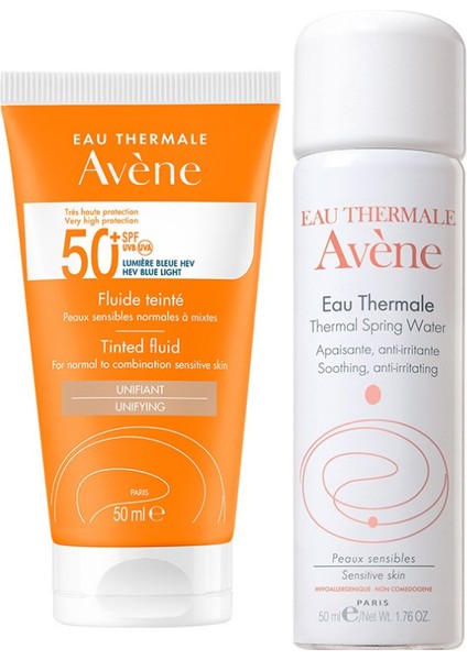 Solaire Spf 50+ Tinted Fluid 50 ml - Avene Termal Su 50 ml