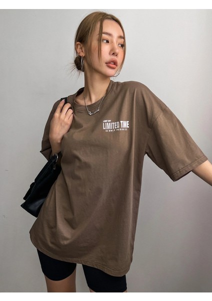 Kadın Oversize Limited Time Baskılı Tshirt fiyatları