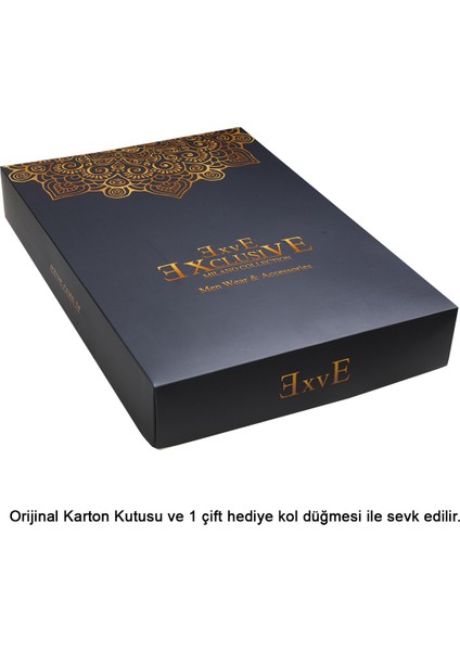 Saks Mavi Yaka Içi Şal Desen Fransız Duble Manşet Kol Düğmeli Hediye Karton Kutulu Gömlek modelleri