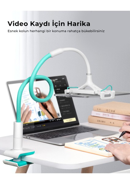 Saiji Datura-Iı 120 cm Akrobat Flexible Ayarlanabilir Telefon Tablet Tutucu Yeşil