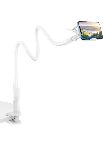 Bix Saıjı Ivy-85 Akrobat Esnek Telefon Tutucu Esnek Uzun Kollu Kelepçe Standı Beyaz