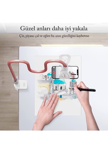Bix Saıjı Ivy-85 Akrobat Esnek Telefon Tutucu Esnek Uzun Kollu Kelepçe Standı Beyaz fırsatları