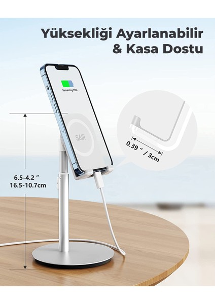Bix Saıjı S1 Plus Masa Için Cep Telefonu & Tablet Standı, Ayarlanabilir Yükseklik Açısı, Iphone, Ipad, Samsung Vb. Tüm 4''-11''ekranlar Için Uyumludur.