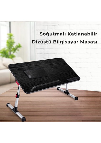 Saiji A8 Çok Fonksiyonlu Ayarlı Notebook Soğutuculu Çalışma Masası Siyah