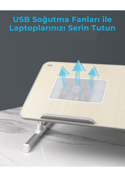 Saiji A8 Large Çok Fonksiyonlu Ayarlı Notebook Soğutuculu Çalışma Masası Gri