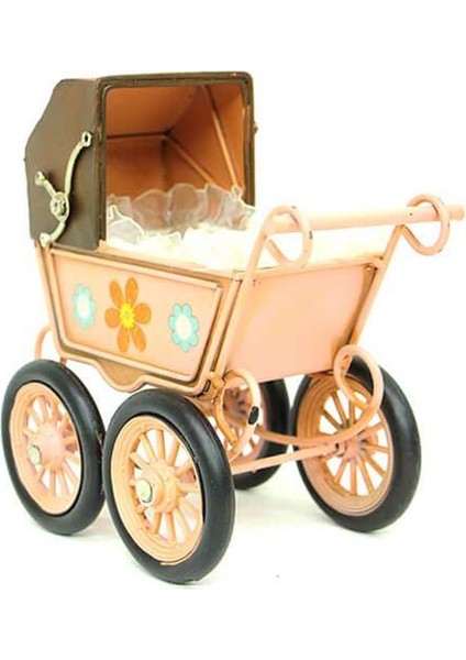 Dekoratif Metal Bebek Arabası Biblo Vintage Hediyelik