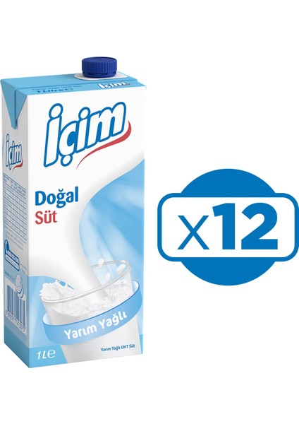 Içim Yarım Yağlı Süt 1 Lt x 12 Adet