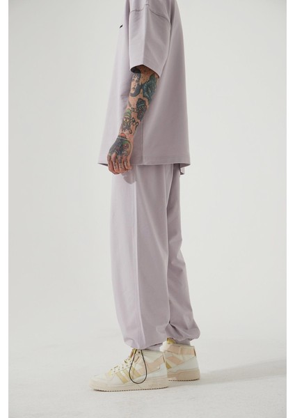 Oversıze Basıc Baggy Eşofman Lila