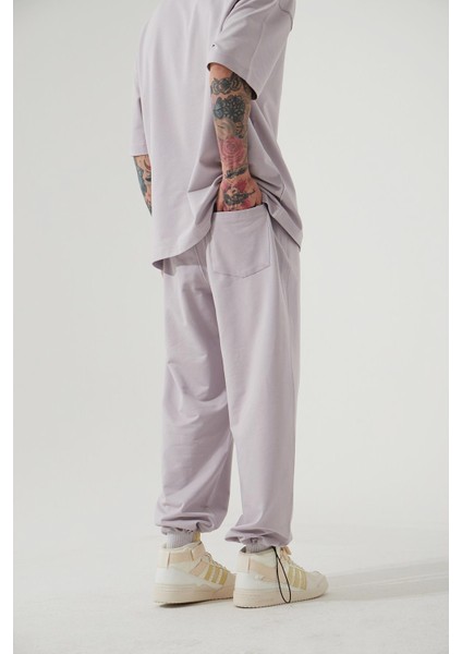 Oversıze Basıc Baggy Eşofman Lila