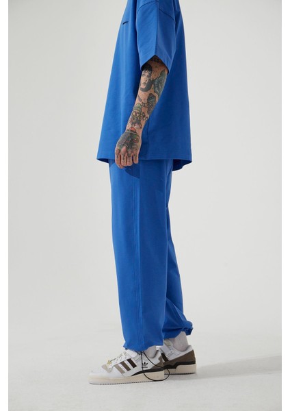 Oversıze Basıc Baggy Eşofman Altı Mavi