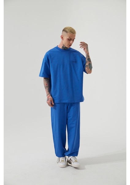 Oversıze Basıc Baggy Eşofman Altı Mavi