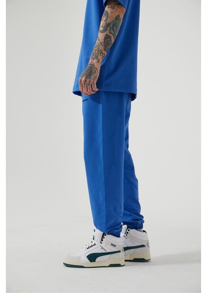 Relaxed Basıc Paça Lastikli Jogger Eşofman Açık Mavi
