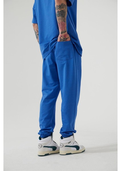 Relaxed Basıc Paça Lastikli Jogger Eşofman Açık Mavi