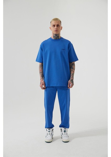 Relaxed Basıc Paça Lastikli Jogger Eşofman Açık Mavi